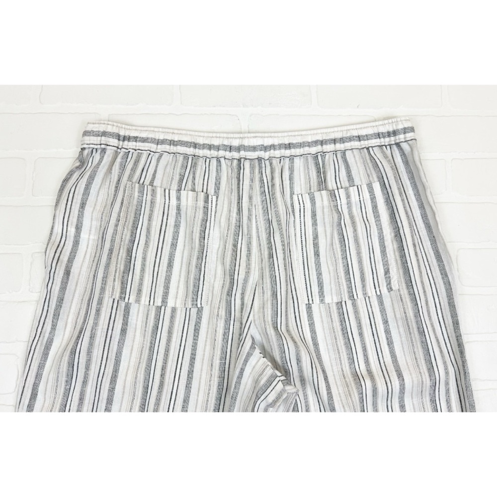 NWT Casa Cabana Linen Blend Pull On Wide Leg Striped Ankle Crop Pants Size XL - Picture 4 of 7